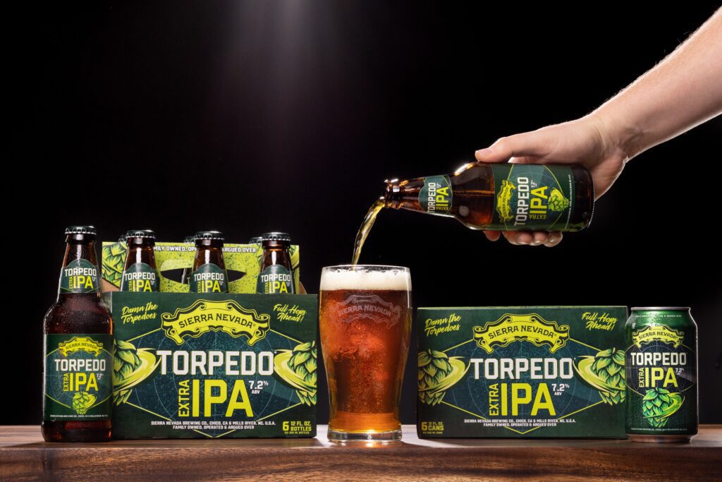 Torpedo Extra IPA being poured into glass