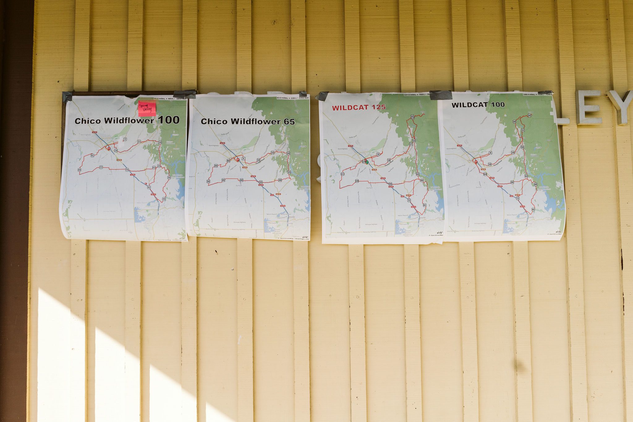 Maps showing different Chico Wildflower cycling routes