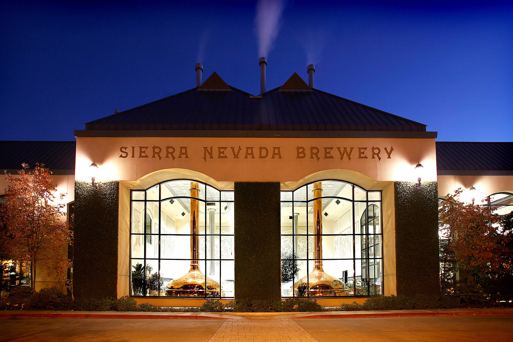 Nighttime view of Sierra Nevada Brewing Co. in Chico, California