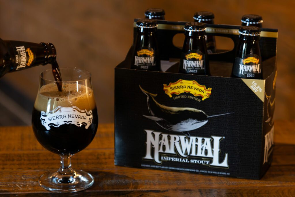 Pouring a bottle of Narwhal Imperial Stout into a glass