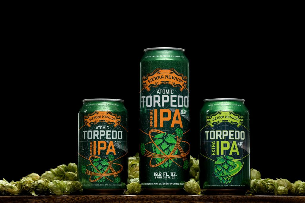 Cans of Sierra Nevada Torpedo IPA and Atomic Torpedo IPA