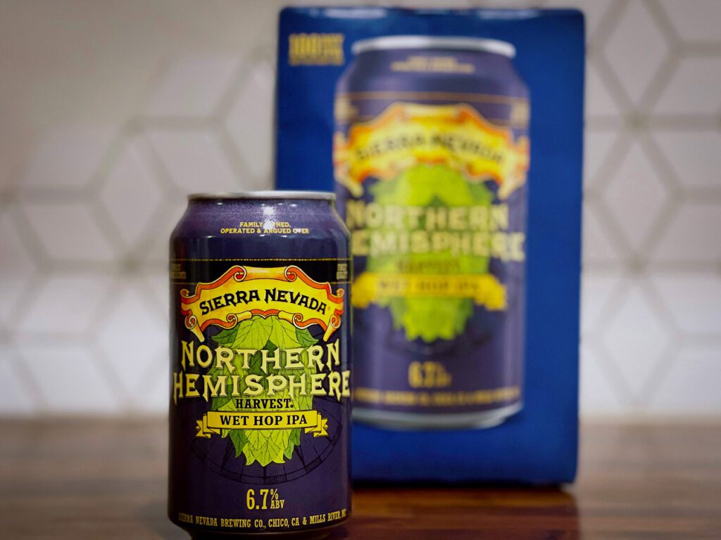 A can and six-pack of Sierra Nevada Northern Hemisphere West Hop IPA