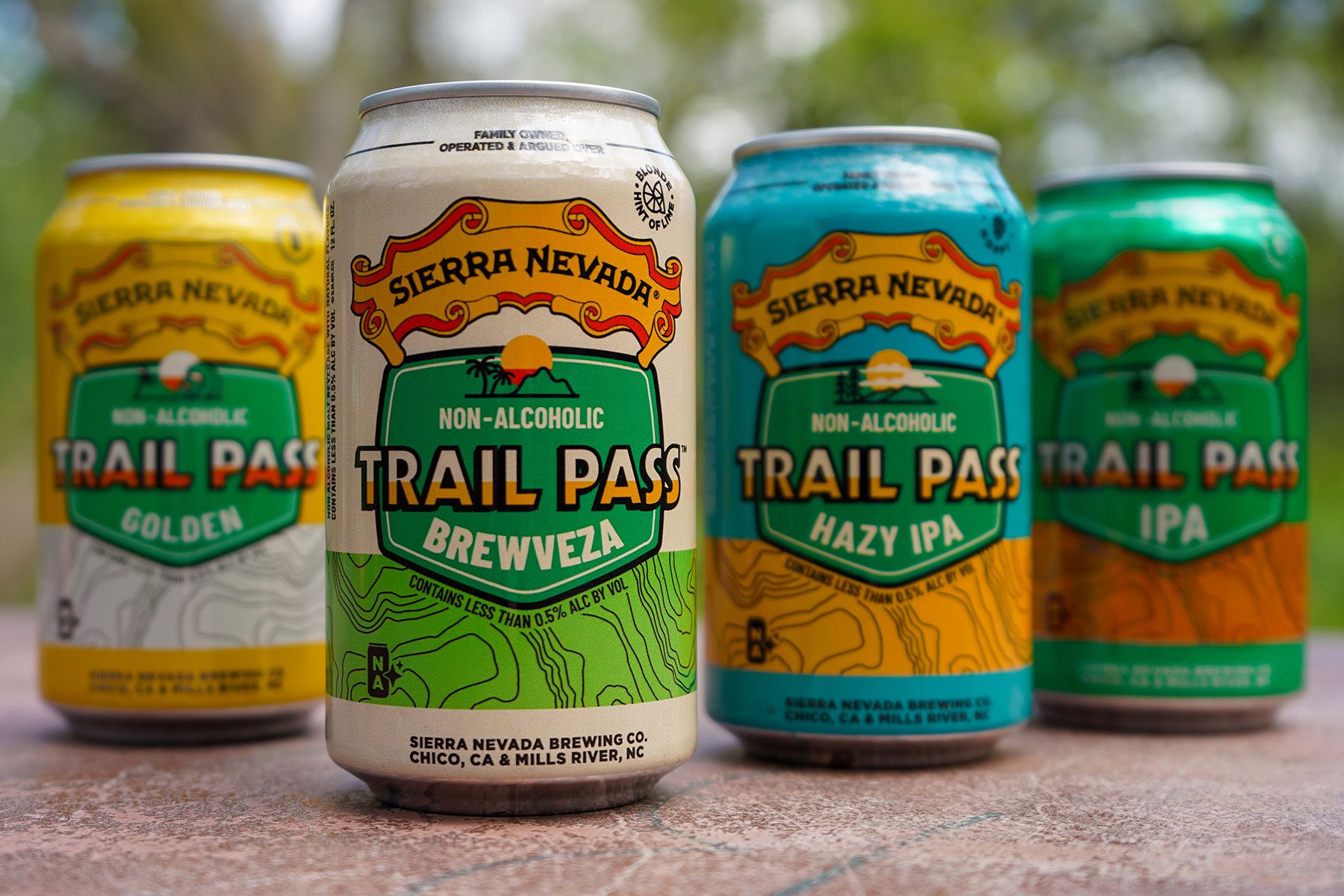 The four cans in the Sierra Nevada non-alc Trail Pass Variety Pack